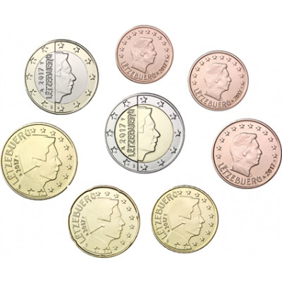 Kursmünzen Luxemburg 1 Cent - 2  Euro  2017 bfr. 