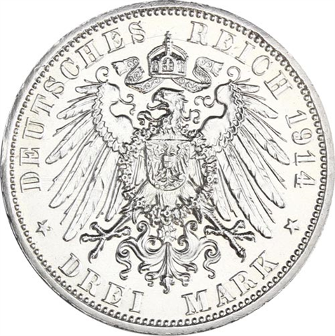 Jäger113--Preußen-3-Mark-1914-Wilhelm-II-in-Uniform-RS
