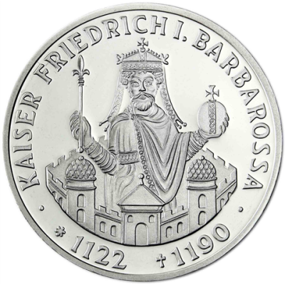 Deutschland 10 DM Silber 1990 Stgl. Kaiser Friedrich I. Barbarossa I