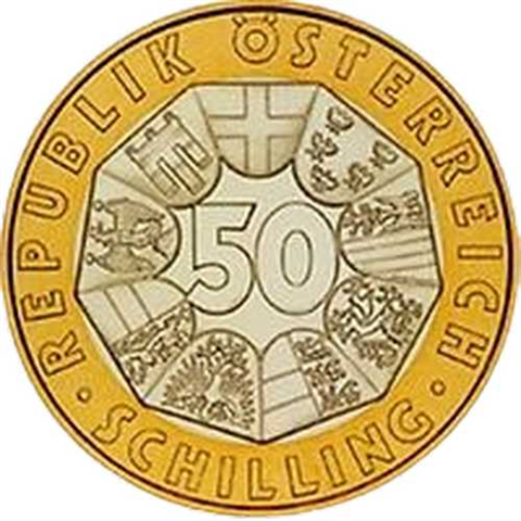 Österreich-50Schilling-1997-Bimetall-Wiener Secession-Folder front