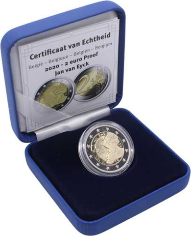 Belgien-2 Euro-2020-PP-Jan van Eyck-Etui