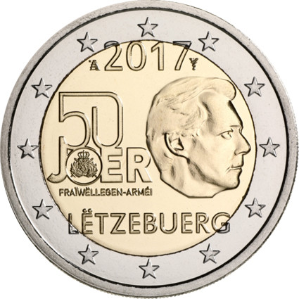 50 Jahre freiwilliger Wehrdienst von Luxemburg 2 Euro Sondermuenze