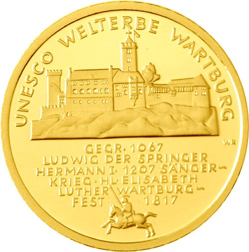 Deutschland 100 Euro 2011 stgl. UNESCO Welterbe Wartburg Mzz. nach HISTORIA-Wahl