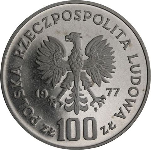 Polen-100 Zlotych-1977-AGpp-PROBE-Fisch-RS