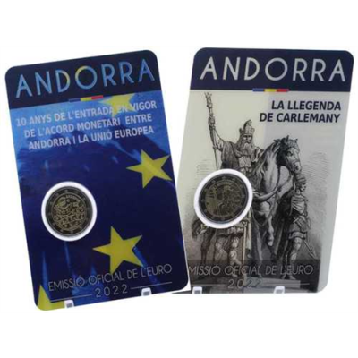 Andorra-2euro-2022-Stgl-Karl der Große-Coincard-Währungsvereinbarung-Set