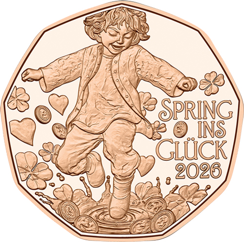 Österreich-5Euro-2026-Kupfer-Neujahrsmünze-SpringinGlück-RS