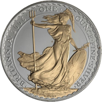 Großbritannien-2 Pfund-2006-AGstgl-vergoldet-Britannia-RS