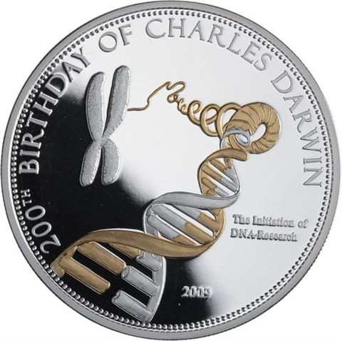 Samoa-6x10 Dollar-2009-PPvergoldet-200th Geburtstag C. Darwin-Etui I