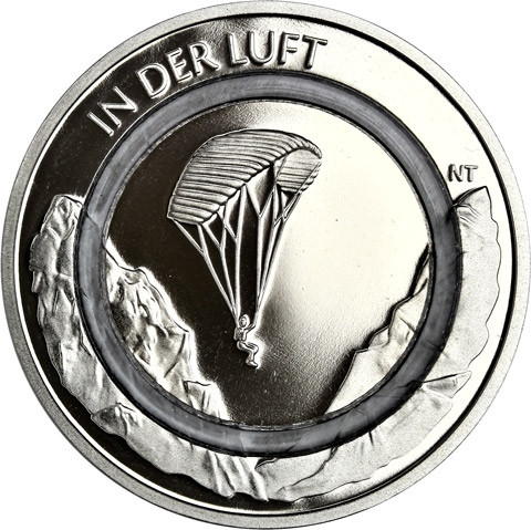In der Luft – 10 Euro Münze Gleitschirm 2019 1. Ausgabe Polymerring 