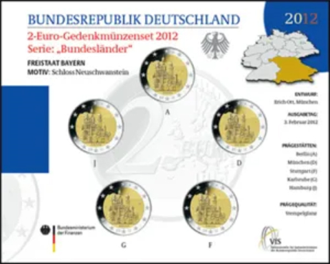Deutschland-5x2Euro-2012-Stgl-Neuschwanstein-Folder