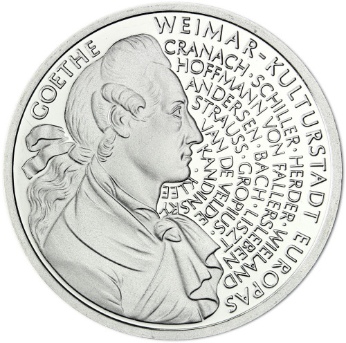 Deutschland 10 DM Silber 1999 Stgl. Johann Wolfgang von Goethe und Weimar