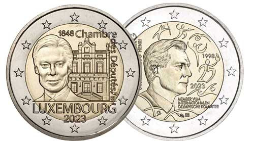 Kombiangebot-Luxemburg-2-Euro-2023-Abgeordnetenkammer-Olympisches-Kommitee-füll