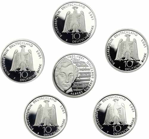 Deutschland-10-DM-Silber-2001-PP-Albert-Gustav-Lortzing-MzzA-J