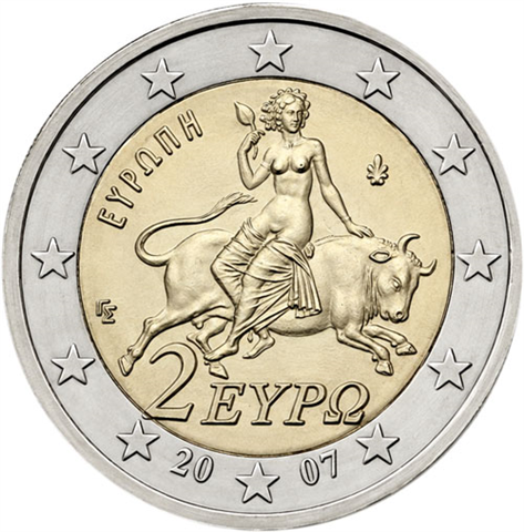Griechland-2-Euro-2007-bfr-Europa-Stier-RS