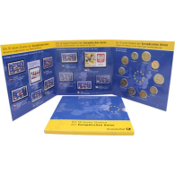 Mix-10xWert-Kursmünzen der 10 EU-Ländern mit Briefmarken-Folder