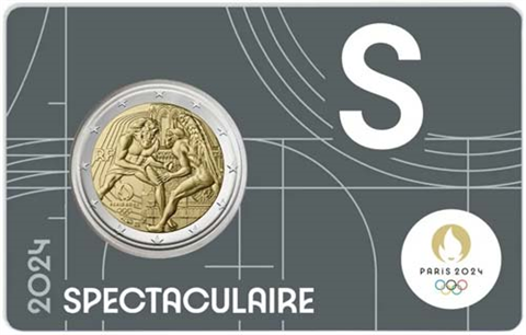 Frankreich-2Euro-2024-Herkules-CoinCard-grau-Spektakulär-RS