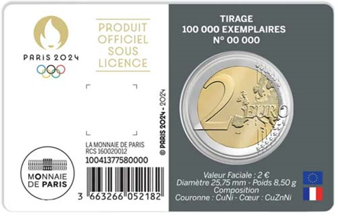 Frankreich-2Euro-2024-Herkules-CoinCard-grau-Spektakulär-RS
