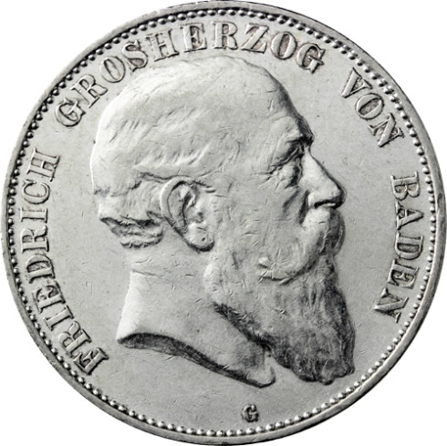 J33-Baden-FünfMark-1902-1907-AgVz-FriedrichI-RS