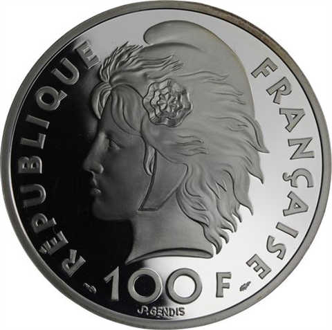 Frankreich-100 Francs 15 Ecus-1993-AGpp-Drei Kraulschwimmer-RS