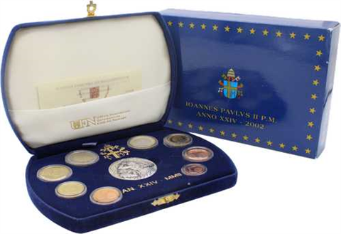 Vatikan-3,88Euro-2002-PP-Kursmünzensatz-Etui-mitOVP