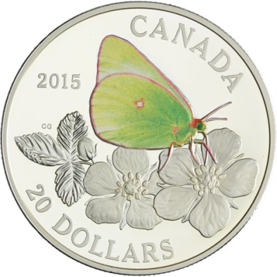 Kanada-20 Dollar-2015-AGpp-Colias Schmetterling-Farbe-RS