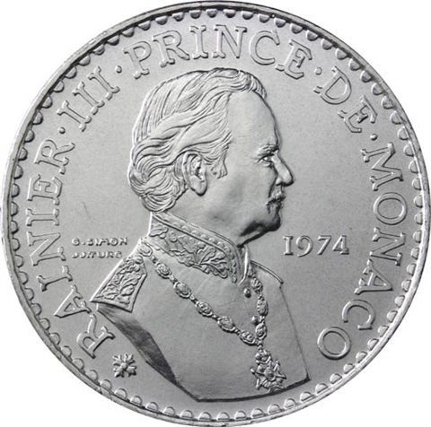 Monaco-50Francs-1974-Agbfr-Regierungsjubiläum-RS