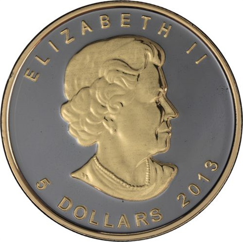 Kanada-5 Dollar-2013-AGstgl-FD-Ruth-Gold-25 Jahre Maple Leaf-RS