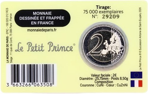 Frankreich-2 Euro-2026-Stgl-Kleiner Prinz-CC-Gelb Wüstenläufer-RS