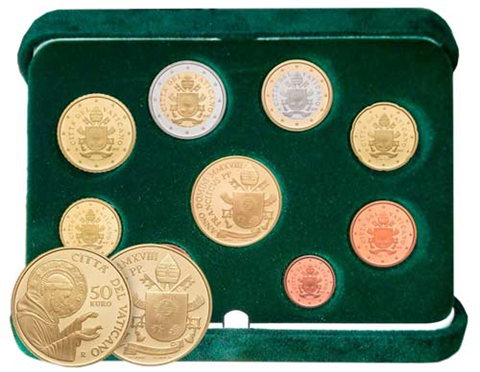 Vatikan-53,88-Euro-2018-PP-Kursmünzensatz-Proof-Set-mit-OVP