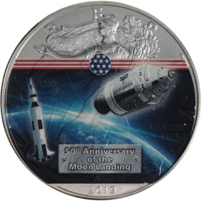USA-1 Dollar-2019-AGstgl-FD-Farbe-Eagle Apollo 11-RS