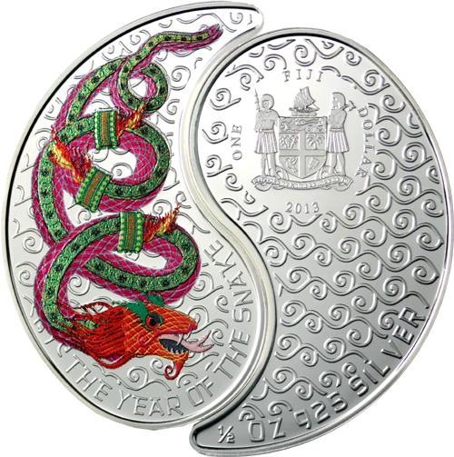 Fiji 2 x 1 Dollar Silber 2013 PP Yin & Yang - Jahr der Schlange