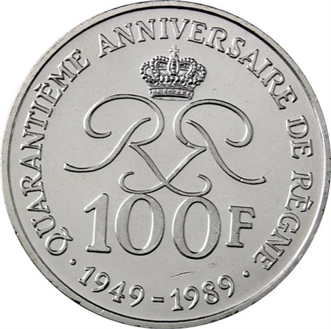 Monaco-100Francs-1989-Agbfr-Regierungsjubiläum-RS