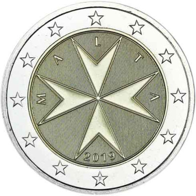 Malta 2 Euro Münze mit Münzzeichen F für Frankreich Monnaie de Paris