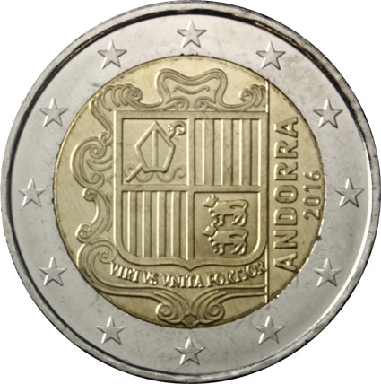 Andorra 2 Euro Muenzen Staatswappen 2016 