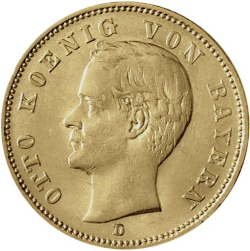 Bayern 20 Mark Goldmünze 1895-1913 Otto  – Jäger 200