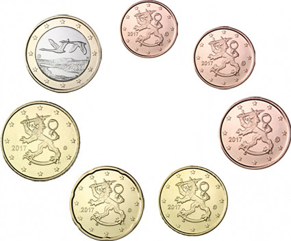 Finnland 1 Cent bis 1 Euro Kursmuenzen 2017