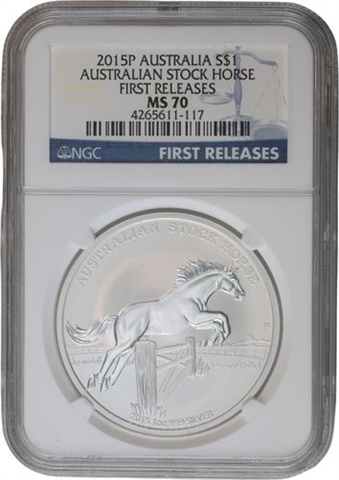 Australien-1Dollar-2015-AgStgl-MS70-Slab-Pferd-RS