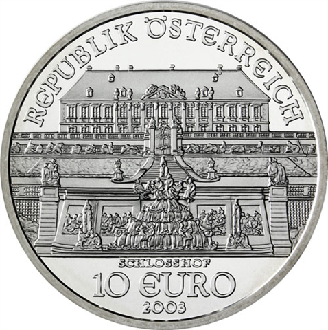 Österreich-10-Euro-2003-Silber-HGH-Schloss-Hof-Folder