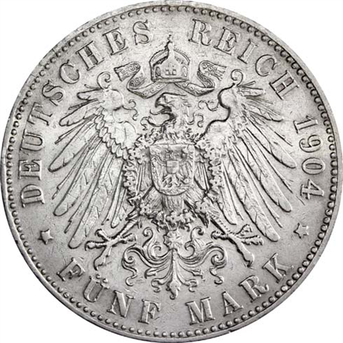 Jäger 104 Preussen 5 Mark 1891 - 1908 Sehr Schön König Wilhelm II I