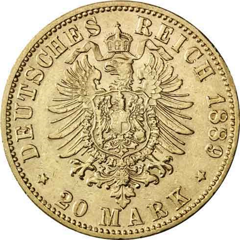 Jäger-250-Kaiserreich-Preußen-20-Mark-1889-vz-Wilhelm-II-Deutscher-Kaiser-und-König-von-Preußen-I