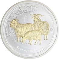 Australien-1 Dollar-2015-AGstgl-Ziege-FD-vergoldet-RS