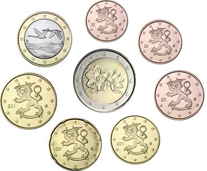 Finnland 1 Cent - 2 Euro 2007 bfr. lose im Münzstreifen