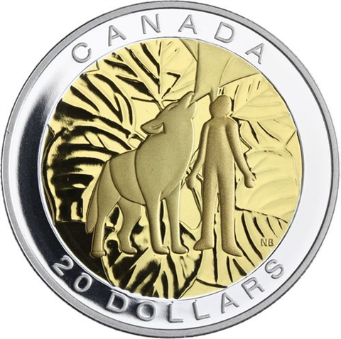 Kanada-7x20Dollar-2014-AGpp-Adler-Wolft-vergoldet-RSVS