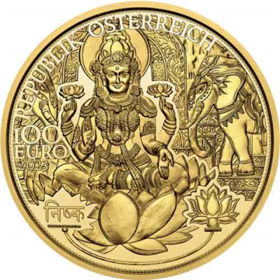 Österreich-100Euro-2023-AUpp-GoldeneIndien-VS-2D