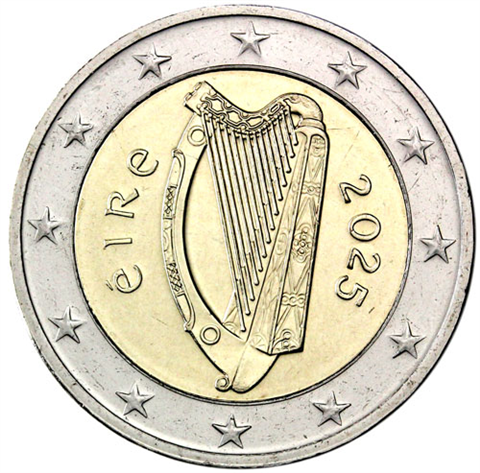 Irland-2-Euro-2025-Keltische-Harfe-RS