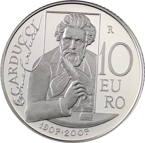 San Marino 10 Euro 2007 PP 100. Geburtstag von Giousé Carducci-III