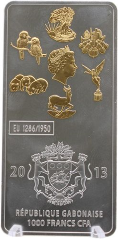 Gabun-1000 Francs-2013-AGstgl-vergoldet-Maple Leaf-Etui