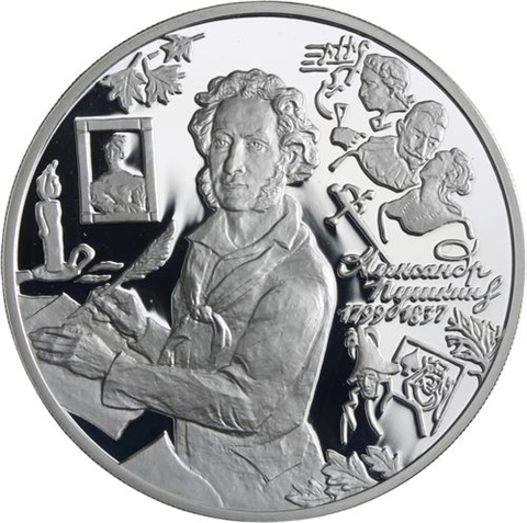 Russland-3 Rubel-1999-AGpp-Puschkin sitzend-Y636-RS