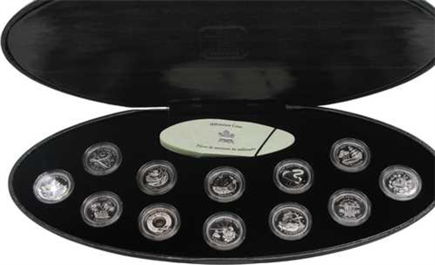 Kanada-12x25cents-2000-AG-Millenium Box-Etui