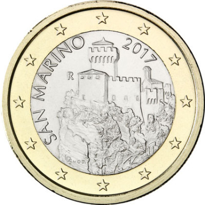 San Marino 1 Euro-Kursmünze 2017  2. Turm - La Cesta - Neues Motiv